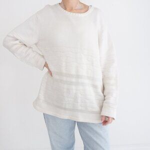 Gelco White Knit Long Sleeve Cottagecore Crewneck Sweater L